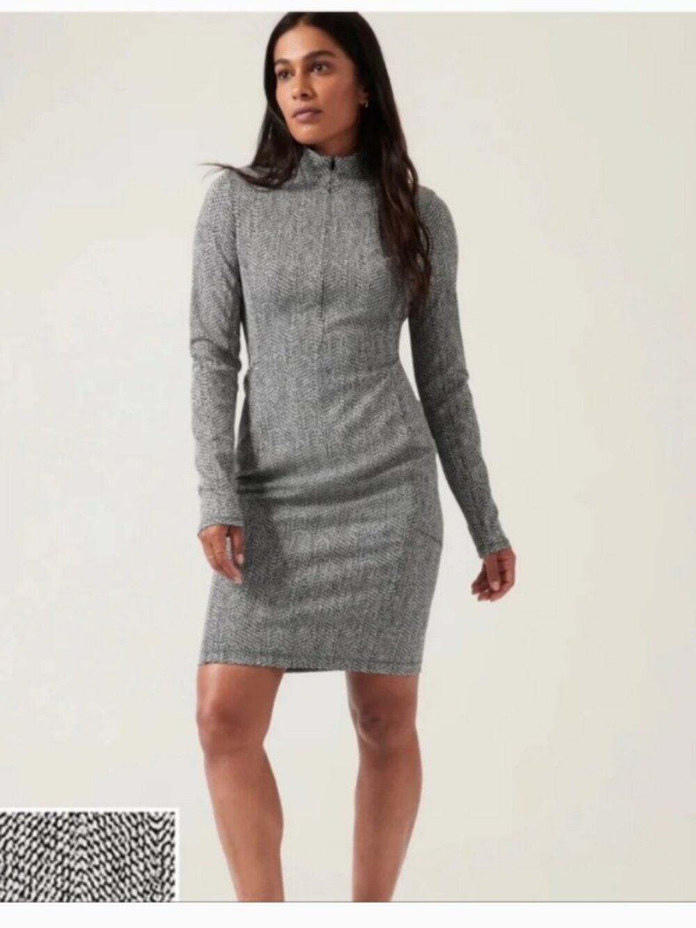 Athleta Delancey Textured Dress Pockets Size Small Black White